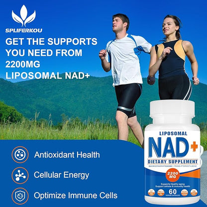 2200mg Liposomal NAD+ Supplement - NAD Supplement for Men and Women, Enhances Cell Energy & Aging Defese, 60 Capsules