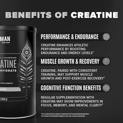 Micronized Creatine Monohydrate Powder, Muscle Recovery, Caffeine Free, Creatine Pre Workout, Vegan, Post Workout, Gluten Free, Sugar Free | 80 Servings (5 Grams Each) | 0.8lb