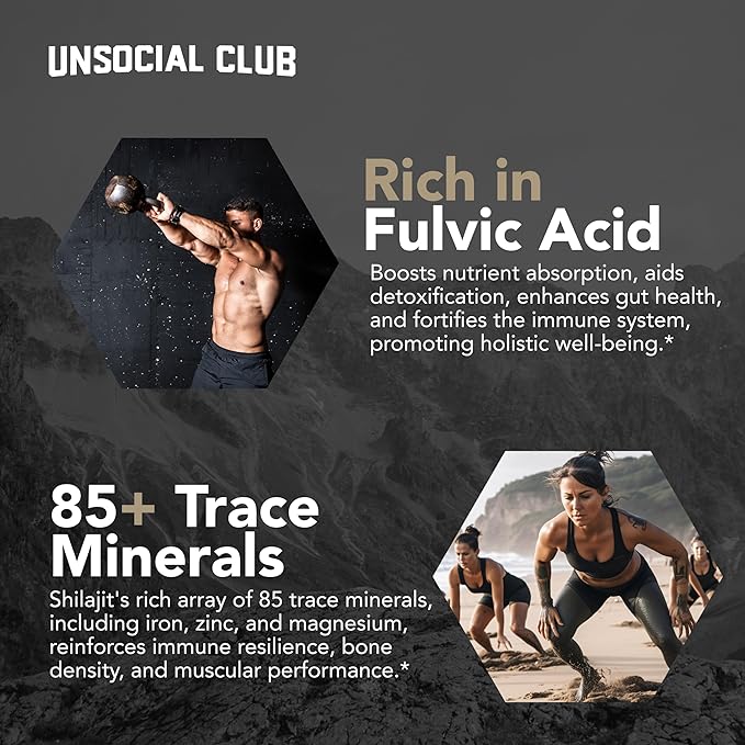 Highest Grade Shilajit with 85+ Trace Minerals (90 Vegan Capsules, 1000mg 10:1 Gold Standard Extract per Serving) with Fulvic Acid for Powerful Energy and Immune Support.