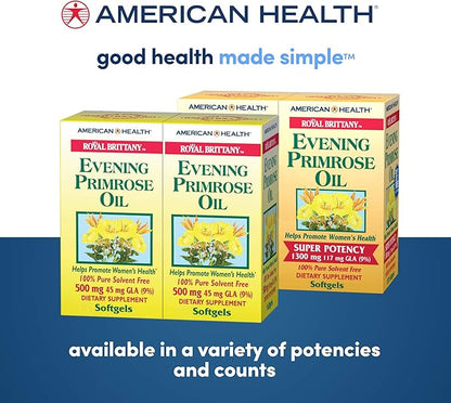 American Health Dietary Fiber Supplements, Royal Brittany Evening Primrose Oil, Pack of 2, 60 Count