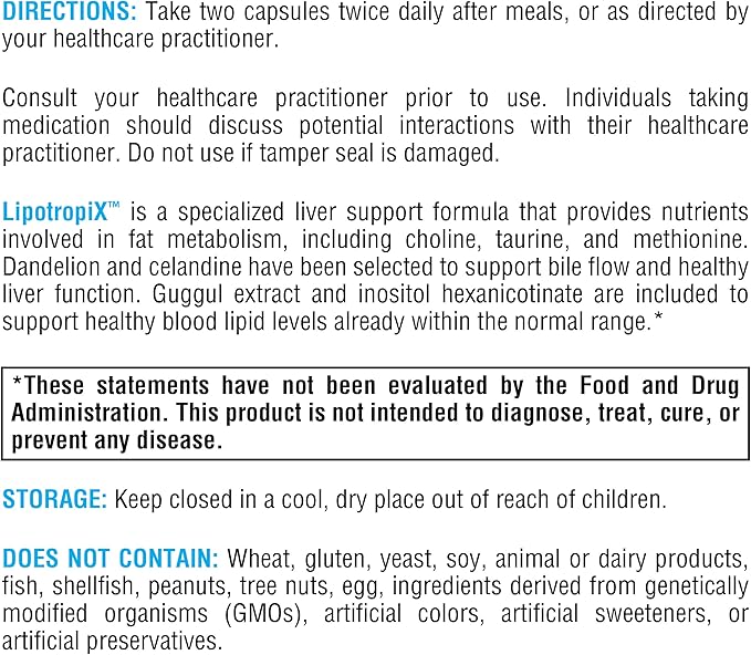XYMOGEN LipotropiX - Lipid Metabolism + Liver Support - Dandelion + Celandine to Support Bile Flow, Guggul Extract + Inositol Hexanicotinate Maintain Already Healthy Blood Lipid Levels (120 Capsules)