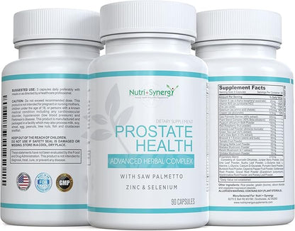 Prostate Health - Saw Palmetto, Zinc, Vitamins B6 & E, Selenium, Advanced Formula for Prostate Support. 90 Capsules