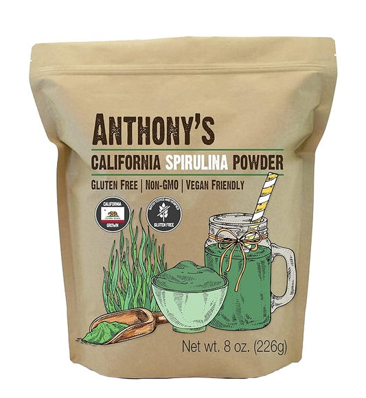 Anthony's California Spirulina Powder, 8 oz, Product of USA, Gluten Free, Non GMO
