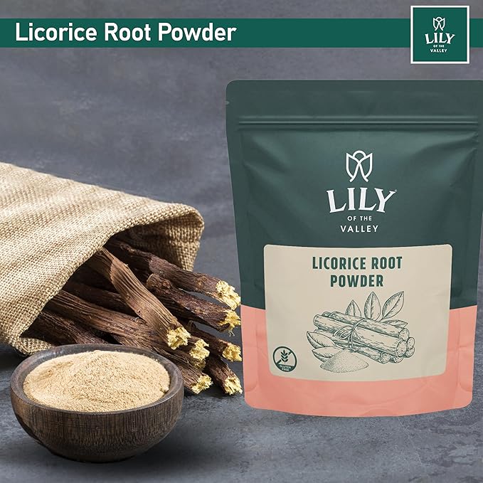 Lily of the Valley Licorice/Liquorice Root Powder - Ground Mulethi Sourced from India - Natural Sweetener - Vegan & Gluten-Free - Packed in Resealable Pouch (16oz, 453g)