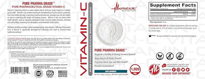 Metabolic Nutrition Vitamin C, 1000mg, Pure Pharma Grade, High Absorption Ascorbic Acid (300 g)