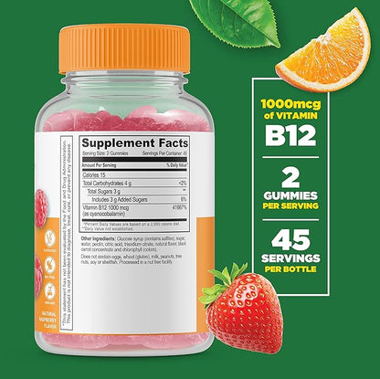 Lifeable Vitamin B12 + Calcium with Vitamin D, Gummies Bundle - Great Tasting, Vitamin Supplement, Gluten Free, GMO Free, Chewable