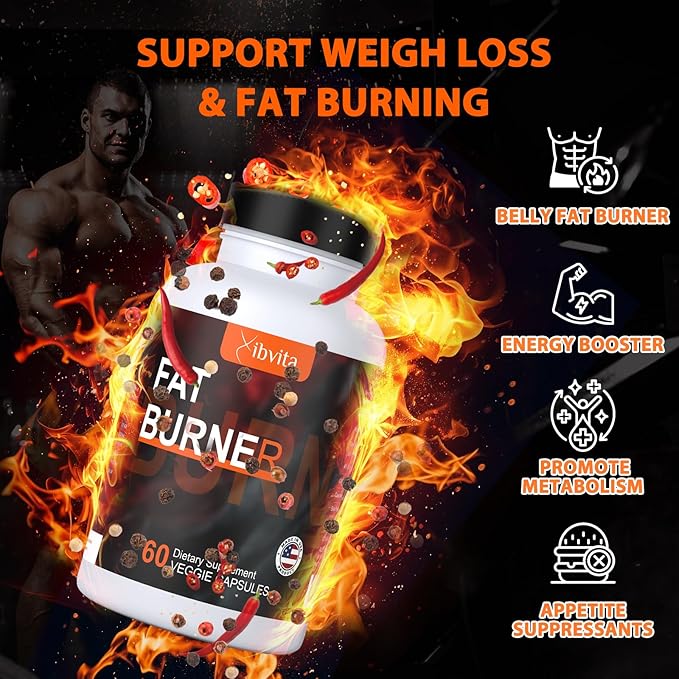Fat Burner for Men Women - Appetite Suppressant for Weight Loss Supplement, Metabolism, Belly Fat Burning with Acetyl L-Carnitine, Green Tea Extract and More, 60 Count
