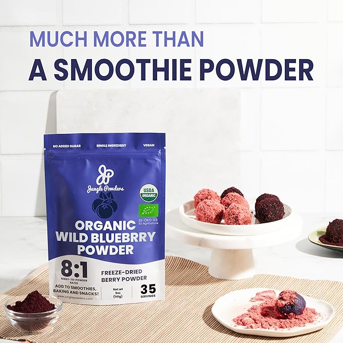 Wild Bilberry Extract Organic Blueberry Powder USDA Organic Raspberry Powder Bundle Blueberries Raspberries Powdered Whole Berry for Baking Bilberry Supplement for Eyes
