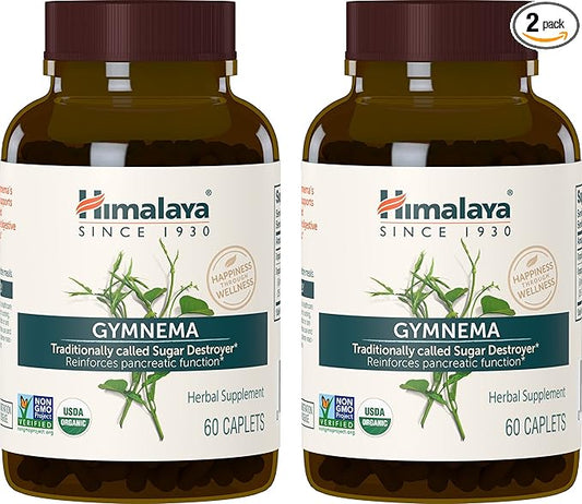 Himalaya Organic Gymnema Sylvestre Herbal Supplement USDA Certified Organic, Non-GMO, 700 mg, 60 Plant-Based Caplets, 2 Pack