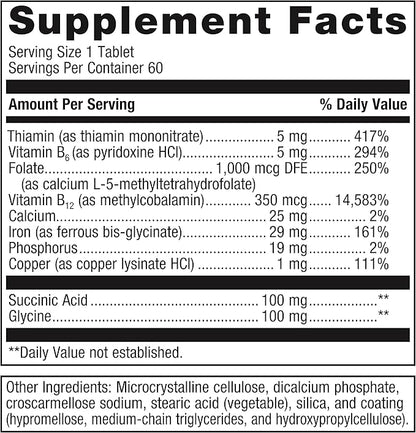 Metagenics Hemagenics - Iron Supplement - Non-Constipating - Vitamin B12, B6 & Folate - Supports Formation & Maintenance of Healthy Red Blood Cells* - Non-GMO, Gluten-Free & Vegetarian - 60 Tablets
