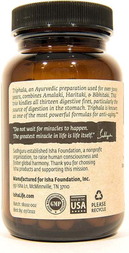 ISHA Organic Triphala Capsules - Natural Supplement, 500 mg ea (90 Veg caps)