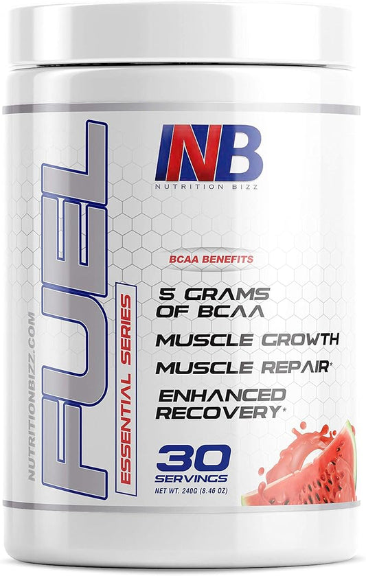 Fuel 2:1:1 BCAA Powder, 5 Grams of BCAAs Amino Acids, Post Workout Recovery Drink for Muscle Building, Recovery, and Endurance, 30 Servings (Watermelon)