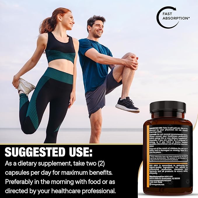 NEW AGE Black Seed Oil Softgel Capsules - Premium Cold-Pressed Nigella Sativa Producing Pure Black Cumin Seed Oil - Non-GMO & Vegetarian (120 Softgels)