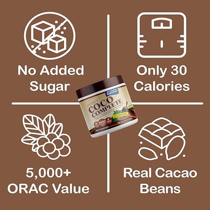 Coco Complete by New Vitality – Immune System and Boosting Superfood Powder Supplement, Energy Support, Sugar Free, Real Cocoa Powder & Green Tea Extract, Chocolate Flavor, 30 Servings