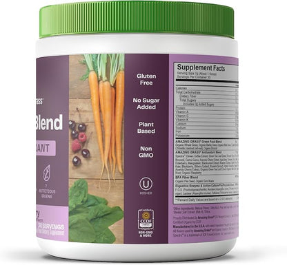 Amazing Grass Greens Blend Antioxidant: Super Greens Powder Smoothie Mix with Organic Spirulina, Beet Root Powder, Elderberry, Bilberry, Prebioitics & Probiotics, Sweet Berry, 30 Servings (Packaging May Vary)
