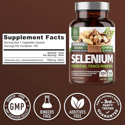 2-Pack N1N Premium Pure Selenium [Max Absorption, 200MCG] to Support Immunity, Heart and Prostate Health, 360 Veg Caps