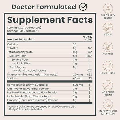 Nighttime Digestive Enzymes Powder & Gut Health Supplement - 500mg of Digestion & Gut Microbiome Support + Prebiotic Fiber & Magnesium Powder for Bloating, Deep Sleep & Regularity - Citrus, 7 Scoops
