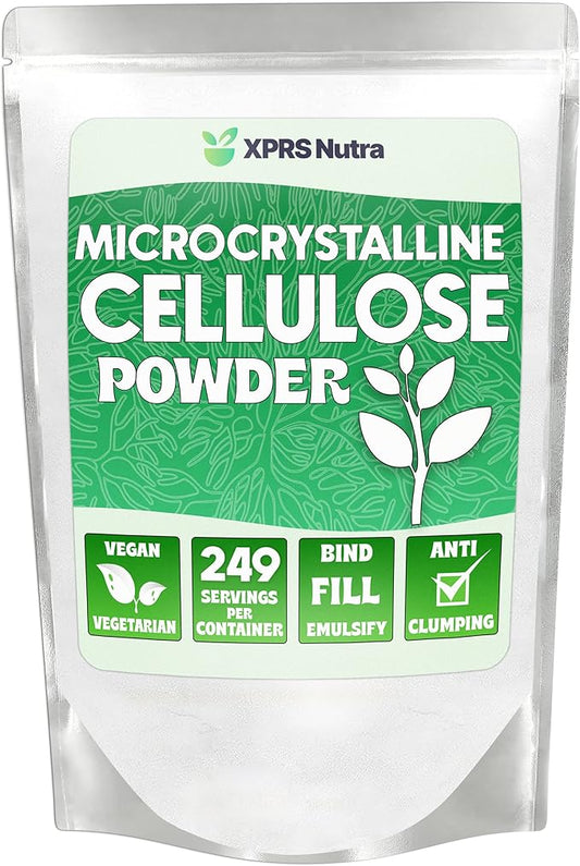 XPRS Nutra Microcrystalline Cellulose Powder - Odorless Cellulose Fiber Powder - 100% Pure Powdered Cellulose Supplement is an Insoluble Fiber for Pill Binder Mix and Cellulose Paste (1.10 Pounds)