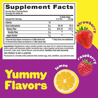 L’il Critters Fiber Daily Gummy Supplement for Kids, for Digestive Support, Berry and Lemon Flavors, 90 Gummies