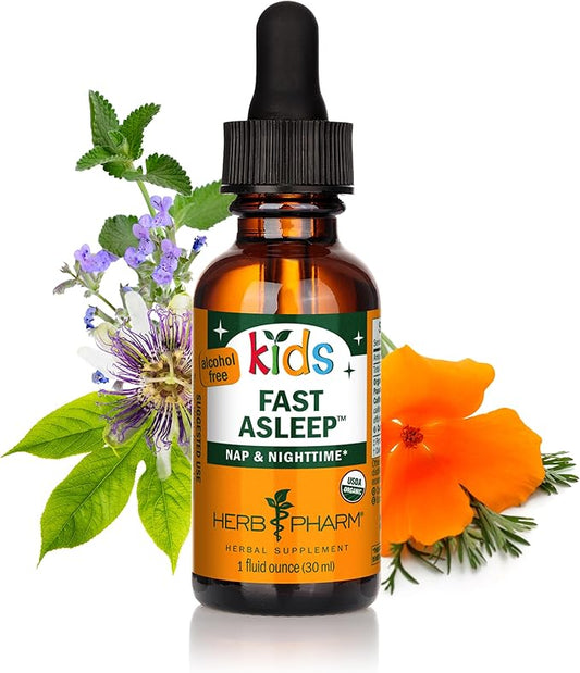 Kids Fast Asleep – Tasty, Organic, Alcohol-Free Kids Sleep Support Herbal Extract With Lemon Balm, California Poppy & Passionflower, Soothes Nap & Nighttime Transitions, Vegan, 1 Oz