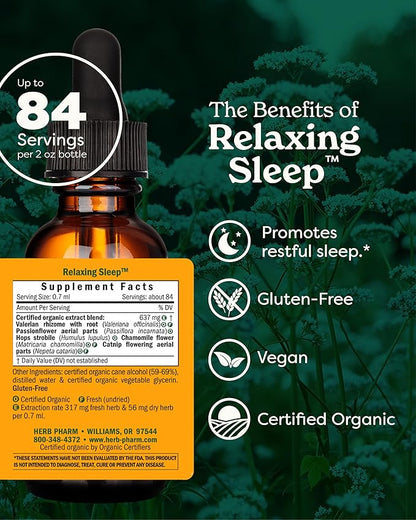Herb Pharm Relaxing Sleep Herbal Formula With Valerian Liquid Extract - 2 Oz