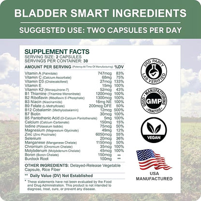 | Lower-Acid Multivitamin for Sensitive Bladders | 12 Vitamins & 10 Minerals | Buffered Vitamin C & Burdock Root | USA Manufactured | 60 Capsules