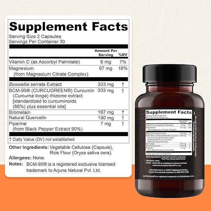 Golden Revive + Joint Support Supplement Featuring Turmeric with Black Pepper, Quercetin, and Magnesium- Turmeric Black Pepper Supplement - 6 Active Ingredients - 60 Capsules, 5 Pack