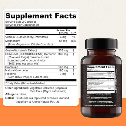 Golden Revive + Joint Support Supplement Featuring Turmeric with Black Pepper, Quercetin, and Magnesium- Turmeric Black Pepper Supplement - 6 Active Ingredients - 60 Capsules, 5 Pack
