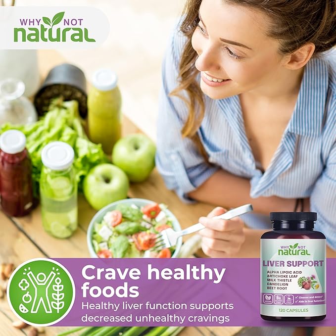 Why Not Natural 5-in-1 Liver Health Formula Supplement for Detox and Cleanse with Milk Thistle Support - 120 Capsules