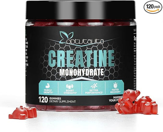 Creatine Monohydrate 4000mg for Men & Women,Creatine Mixed Berry Gummies for Muscle Strength, Builder, Energy Boost, Pre-Workout Supplement, 120 Count (120 Count, Strawberry)