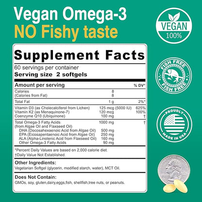Berberine Supplement 1500mg + Vegan Omega 3 Supplement 1000mg