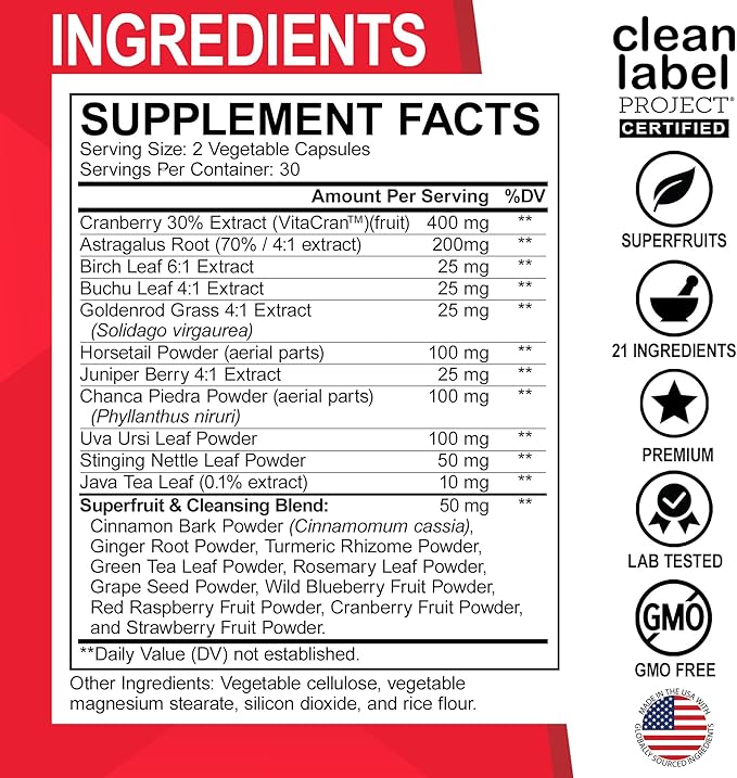 Kidney Cleanse & D Mannose Supplements - Kidney Detox Support Supplement, D-Mannose 500mg 1000mg Capsules - DMannose & Natural Cranberry to Support Kidneys, Bladder & Urinary Tract Health Supplements