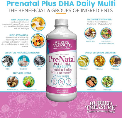 Buried Treasure Prenatal Plus DHA Complete, 16 oz, Natural DHA Omega3 Iron