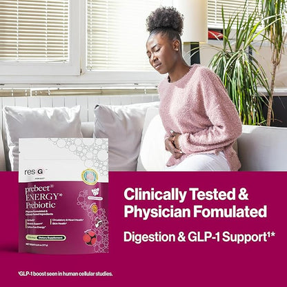 resG prebeet - Prebiotics Drink for Digestion, Occasional Constipation, Gas, Bloating with Akkermansia & GLP-1 Support w/Beet Root & Fiber, Gut Health for Women & Men - 560g (90 Servings)
