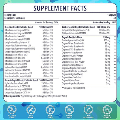 Probiotics for Women and Men, 300 Billion CFU, 24 Strains Probiotics with 15 Organic Herbs probiotics Blend, Probiotic Supplement for Digestive Gut Immune & Whole-Body Health -6 Month Supply