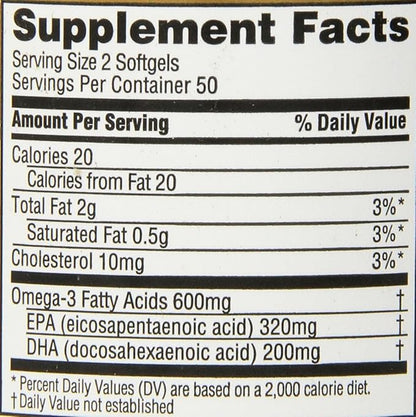 Spectrum Essentials Softgels, Fish Oil Omega-3, 1000 mg, 100 Count