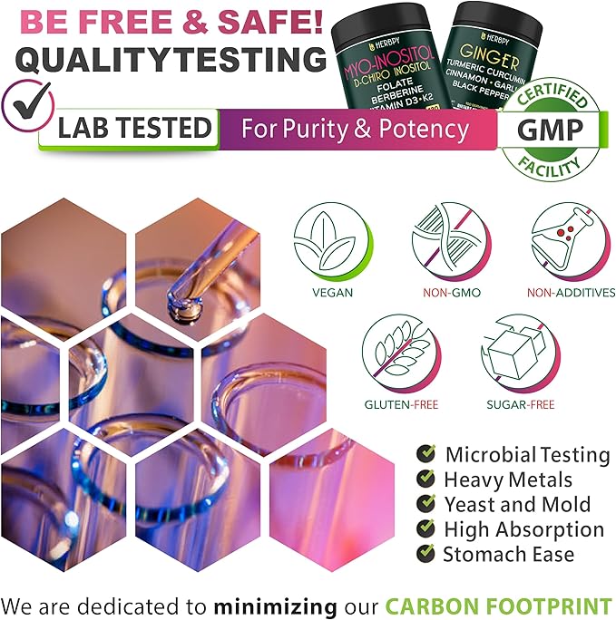 Bundle 5in1 Ginger Supplement 100 Count & 6in1 Myo-inositol & D-Chiro Inositol Supplement for Women 120 Count - Support Digestion, Immune, Heart & Overall Health