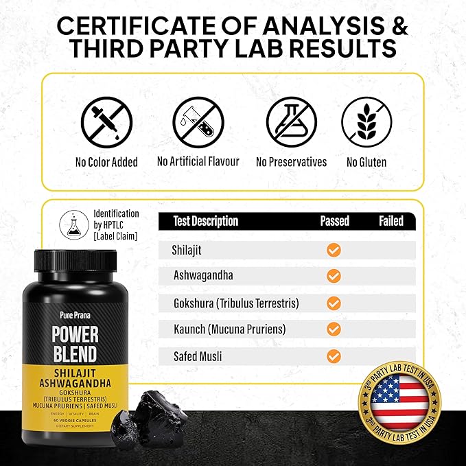 Dynamic Vitality Shilajit Ashwagandha Gokshura Supplement - Himalayan Pure Shilajit Capsules with Tribulus (Gokshura), Extra Strength Ashwagandha & Safed Musli | Himalayan Shilajit Supplement