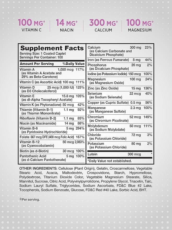 Nature's Truth Multivitamin for Women 50 Plus | 100 Caplets | ABC Complete | Non-GMO & Gluten Free Supplement