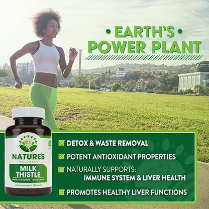 Milk Thistle - 180 Count - Standardized Silymarin Extract for Maximum Liver Support - Detox, Cleanse & Maintain Your Liver – 1350 mg Extract & Seed Complex - Natural Herbal Supplement - 60 Servings