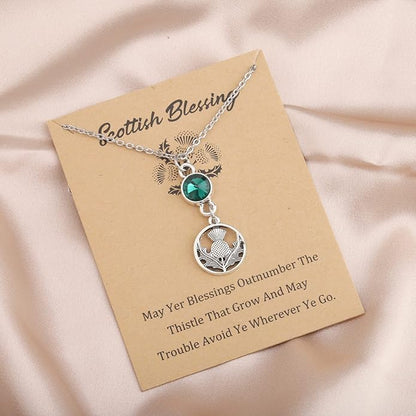 WSNANG Scottish Thistle Necklace Scottish Gifts for Women Thistle Pendant Necklace Scottish Blessing Jewelry