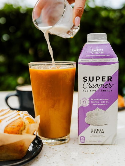 Super Coffee Creamer, SugarFree Coffee Creamer (0g Sugar, 1g Protein, 15 Calories) [Vanilla] 25.4 Fl Oz, 6 Pack | Keto Coffee Creamer