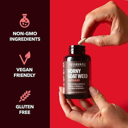 Horny Goat Weed Capsules for Men & Women - Extra Strength Performance & Energy Support with Tongkat Ali, Muira Puama, and Saw Palmetto - 2 Month Supply Herbal Supplement for Increased Endurance