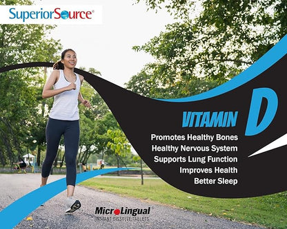 Superior Source Vitamin D3 10000 IU, Quick Dissolve MicroLingual Tablets, 100 Count, Helps Promote Strong Bones and Teeth, Immune Support, Helps Maintain Healthy Muscle Function, Non-GMO