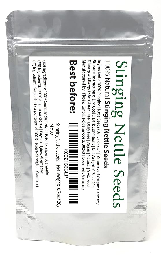 Stinging Nettle Seeds (Urtica Dioica) from Germany - Pure Vegan Protein Source, Dried Nettle Seeds - Net Weight: 0.7oz/20g. Non GMO, Gluten Free.