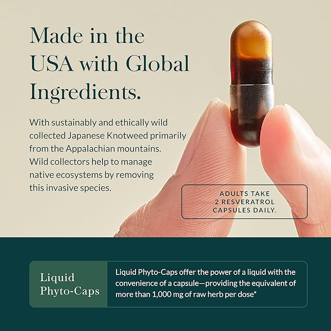 Gaia Herbs Resveratrol 150 - Beauty & Radiance Antioxidant Support Supplement - Made with Japanese Knotweed - Contains 150 mg Trans-Resveratrol per Serving - 50 Liquid Phyto-Capsules (25-Day Supply)