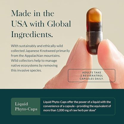 Gaia Herbs Resveratrol 150 - Beauty & Radiance Antioxidant Support Supplement - Made with Japanese Knotweed - Contains 150 mg Trans-Resveratrol per Serving - 50 Liquid Phyto-Capsules (25-Day Supply)