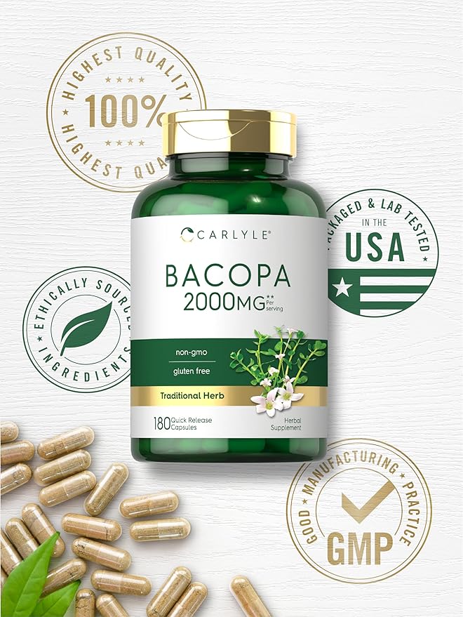 Carlyle Bacopa Monnieri Capsules | 180 Capsules | Gluten Free Supplement