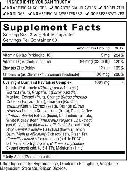 Force Factor LeanFire PM, Weight Loss Pills for Women and Men, Fat Burner and Overnight Weight Loss Pills to Burn Fat, Boost Metabolism, with Melatonin, 60 Count (Pack of 2)