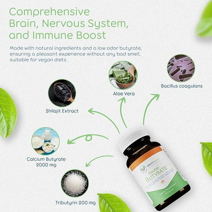 Double Butyrate Gut Health Supplement|Probiotic & Postbiotic Digestive Supplements for Gut Support|Enhances Immune, Brain, & Nervous System Function|Odor-Free Formula | 120 caps, 3 Pack